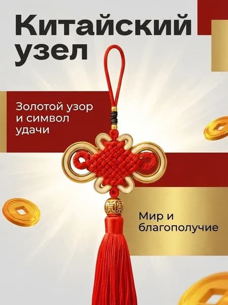 Китайский узел с символикой удачи, процветания и гармонии декоративный сувенир и подарок