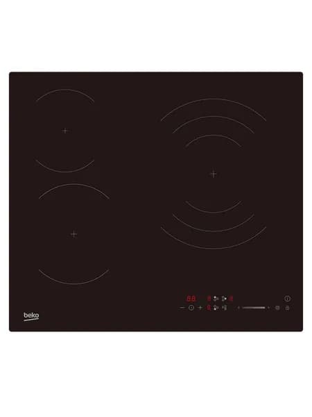 Варочная поверхность электрическая Beko HIC 63503TO, 3 конфорки, 5700 Вт, дисплей, таймер, индикация остаточного тепла, черный