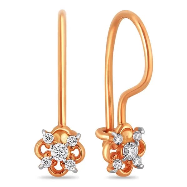 Серьги детские с фианитами из красного золота 585 пробы 585GOLD