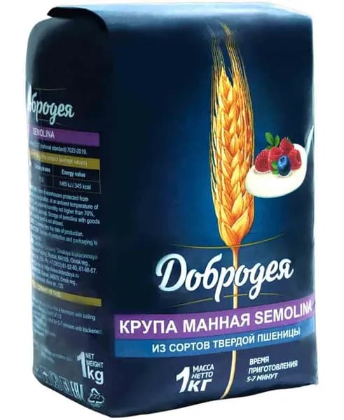 Манная крупа SEMOLINA "Добродея" 1кг. 2 пачки