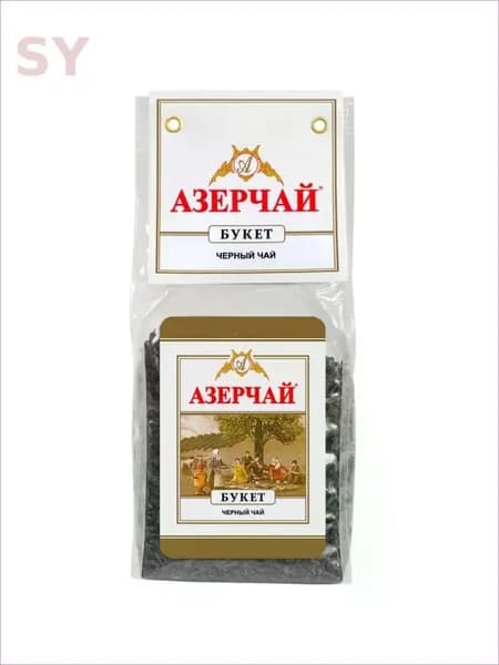 Чай крупнолистовой черный Азерчай Букет, 100 г, прозрачная упаковка