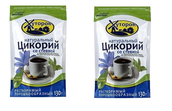 Бабушкин Хуторок Цикорий со стевией и заменителем сливок растворимый, порошкообразный,130г , 2 шт