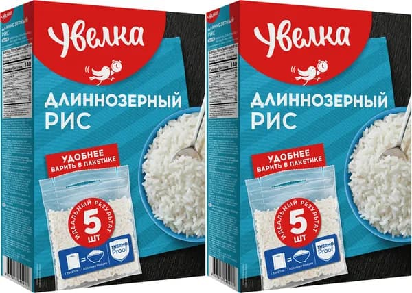 Рис Увелка длиннозерный в варочных пакетиках 80 г х, комплект: 2 упаковки по 400 г
