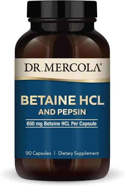 Dr. Mercola Betaine HCL & Pepsin - пищеварительная добавка для поддержания