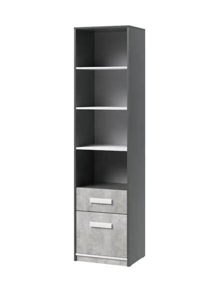 ТЭКС Шкаф-пенал Кэнди КШ-1, 500х1900х405, Графит/Белый/Цемент, с полками и ящиками