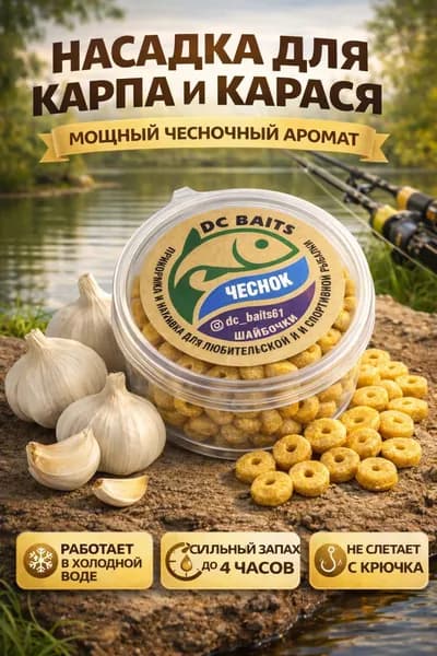 Насадка рыболовная "чеснок" на карпа карася и леща прикормка шайбы для фидера и поплавочной ловли