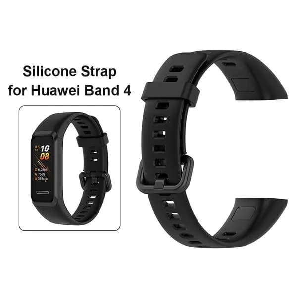Силиконовый ремешок для фитнес-браслета Huawei Band 4 и Honor Band 5i, чёрный