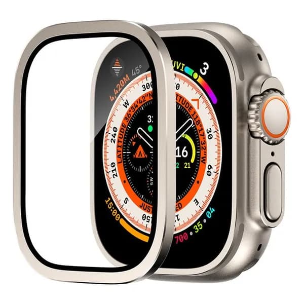 Защитная пленка для экрана Apple Watch Ultra 2 с рамкой из алюминиевого сплава диаметром 49 мм + Закаленное стекло высокой четкости