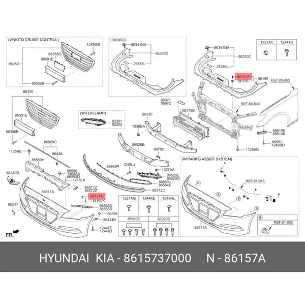 Клипса пластмассовая accent,sonata 05,marcia,santafe 09,ceed 07,quoris 13,joice,opirus f/lift HYUNDAI-KIA-MOBIS 8615737000