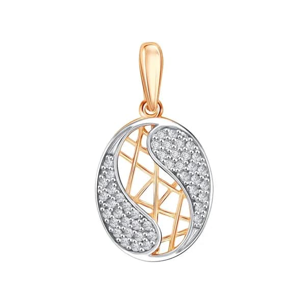 Подвеска на шею с фианитами из красного золота 375 пробы 585GOLD