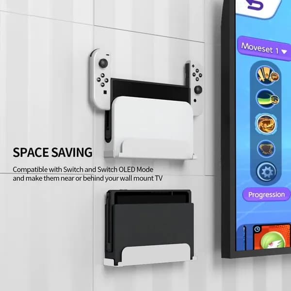 Белая металлическая настенная стойка для Nintendo Switch и Joy-Con