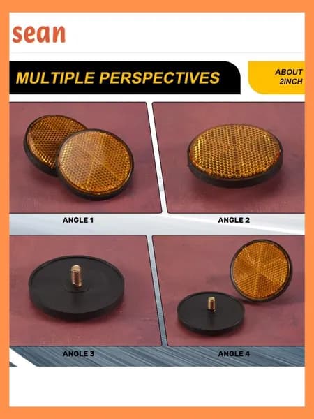 Круглые оранжевые отражатели 2 x 2 inch, универсальные для мотоциклов / ATV / велосипедов.