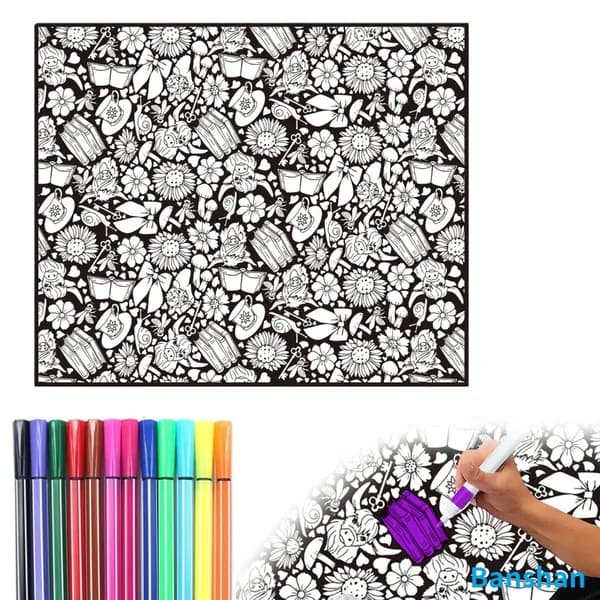 DIY-коврик для раскрашивания, 50 60 дюймов, 24 фломастера