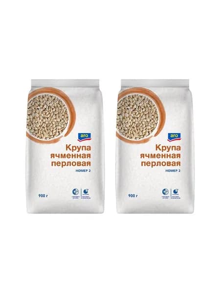 aro Крупа перловая ячменная номер 2, 900 г, 2 шт