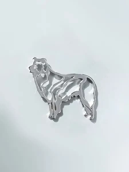 DIAMOND ANIMAL брошь значок с собакой Бордер-колли, серебро 925 с родием