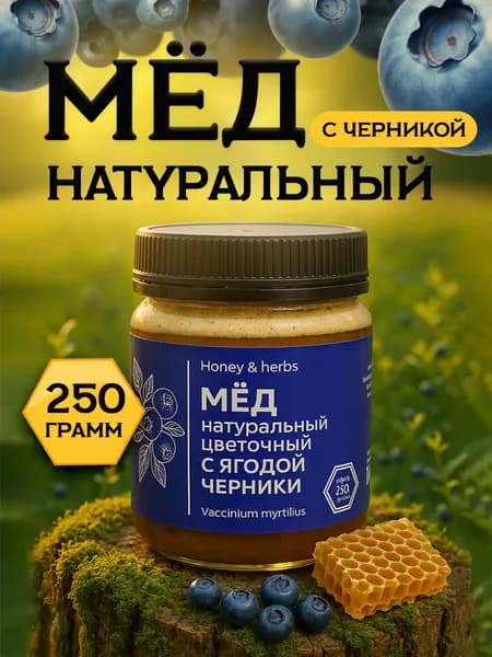 Легенда Алтая Мёд натуральный алтайский с черникой, 250 г