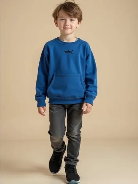Свитшот оверсайз 5-12 лет с принтом без начеса для подростка