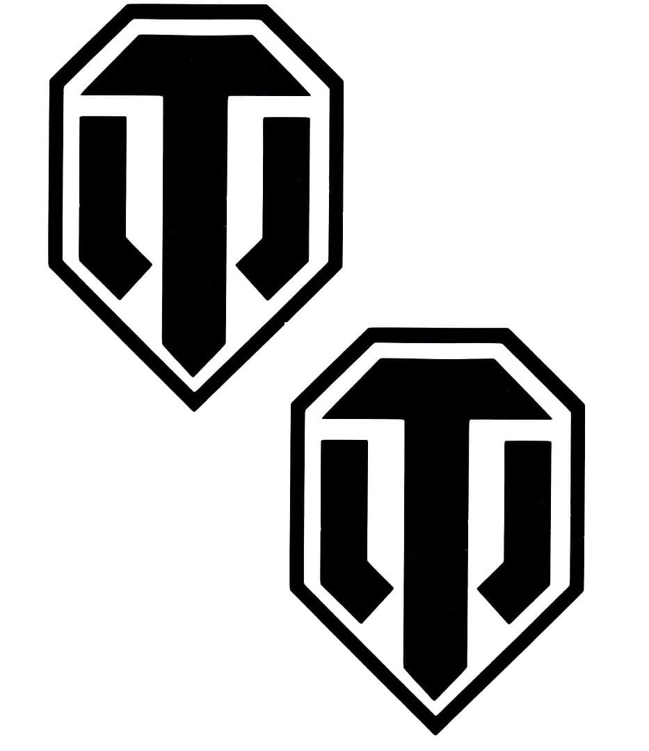 Наклейка виниловая "World of tanks (эмблема) ", (вырезанная) размер 10*14 см, черный (комп-т 2 шт)