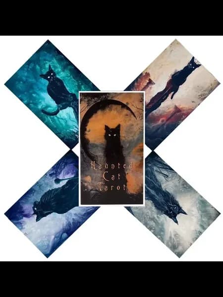 Таро Призрачный кот The Haunted Cat Tarot горчичный, черный