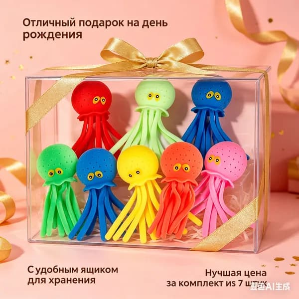 Надувная игрушка Мягкая -осьминог для купания с брызгами, безопасная детей от 6 мес.