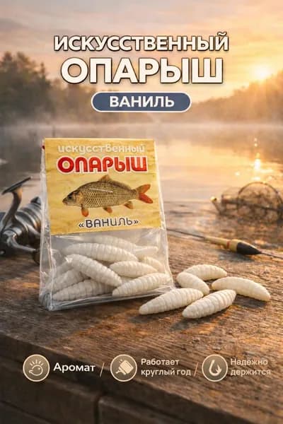 Опарыш искусственный, ваниль, 10 шт - силиконовая ароматизированная насадка для рыбалки всесезонная