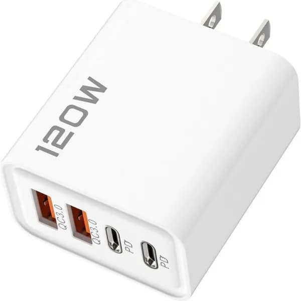 Зарядное устройство 120 Вт 4 порта (2 USB-A + 2 Type-C PD) быстрая зарядка универсальное для телефонов и ноутбуков