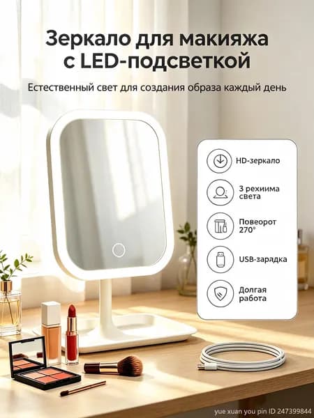 Зеркало гримерное "Зеркало", 18 см х 26 см, 1 шт