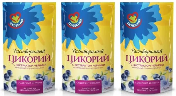 Славкофе Цикорий растворимый Целебник, с экстрактом черники, 85 г, 3 шт