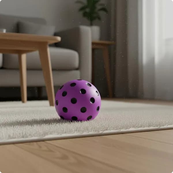 Мяч для пиклбола бесшумный, 74 мм, из пенополиуретана, для детей Пурпурный+Чёрный+Точка