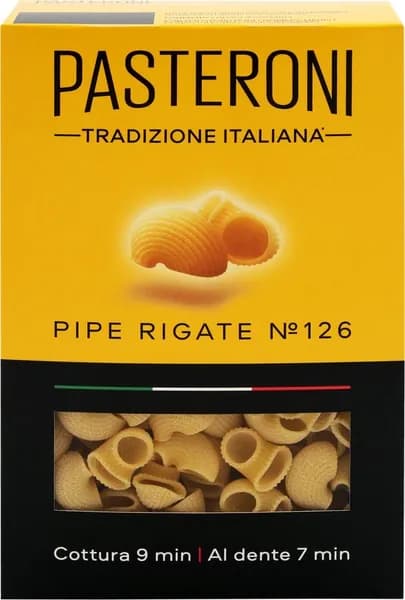 Макароны PASTERONI Pipe Rigate №126 группа А высший сорт, 400г