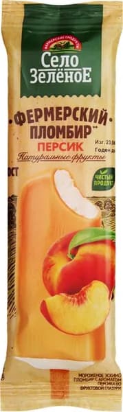 Мороженое СЕЛО ЗЕЛЁНОЕ Персик, пломбир во фруктовой глазури 15%, без змж, эскимо, 70г4шт