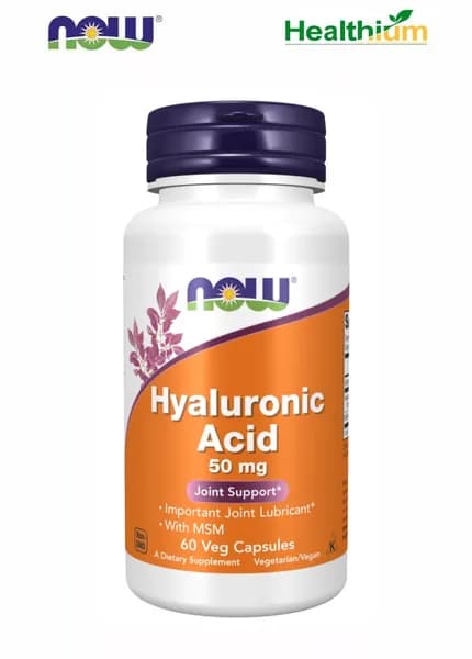 Препарат для суставов и связок, кожи и волос NOW Hyaluronic Acid 50мг 60 капсул Нау Гиалуроновая кислота и МСМ