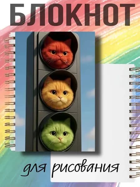 Маленький блокнотик на кольцах Котик