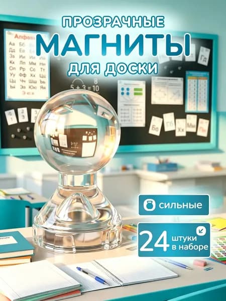 Магниты для доски прозрачные пешка набор 24 штук