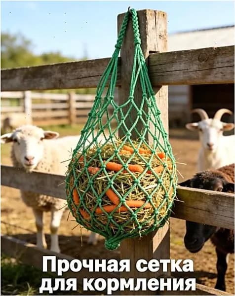 Нейлоновая сетка для медленного кормления скота с подвесом для овощей и птицы и рептух для сена