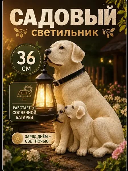 Светильник садовый на солнечной батарее Собака