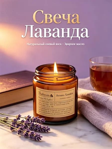 Свеча ароматическая "аромат лаванды", 7 см х 8 см, 1 шт