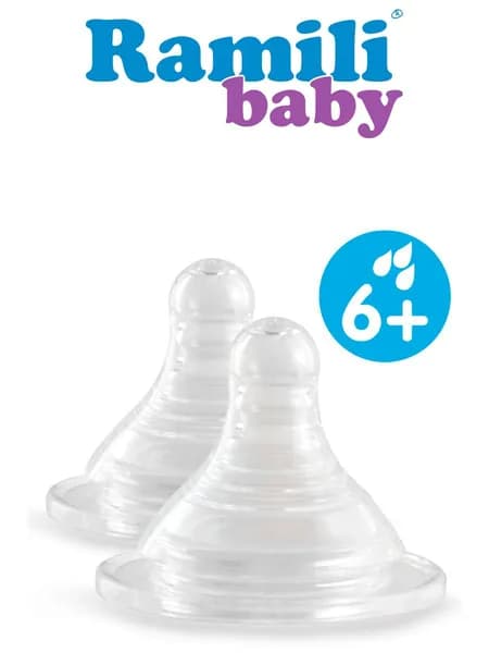Две соски для бутылочек с широким горлышком Ramili Baby BT100LX2 быстрый поток (6+)