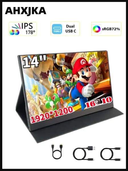 AHXJKA 14" Монитор S14-FHD-P (S14-FHD-P), IPS, 1920x1200 WUXGA, 60 Гц, черный