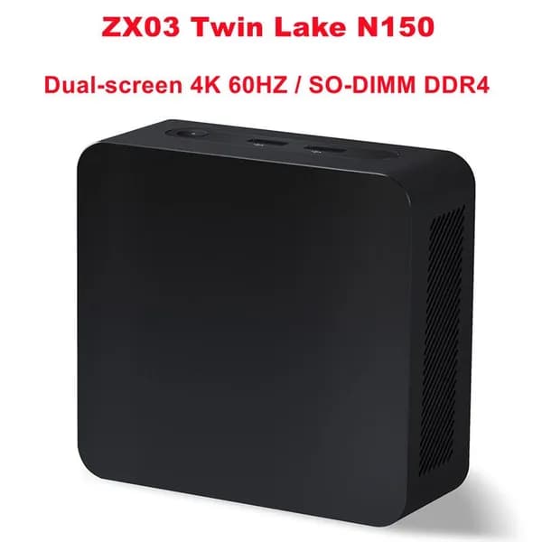Мини-ПК ZX03 PRO Twin Lake N150 мини ПК (Intel N150, RAM 8 ГБ, SSD 128 ГБ, Intel Graphics, Windows 11 Pro), 中国, черный
