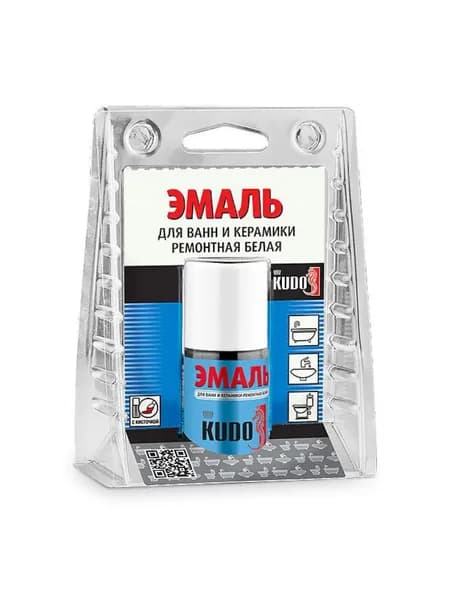 Эмаль для ванн и керамики KUDO с кисточкой 15мл белая