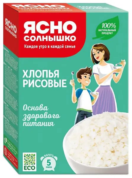 Хлопья рисовые Ясно солнышко отборные зерна риса, 375 г
