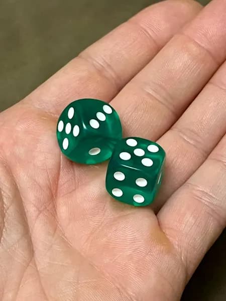 Игральные кубики 1.6 см, набор 2 шт., кости темно-зеленый акрил