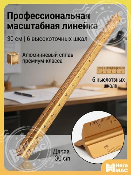 Линейка трехгранная металлическая