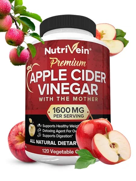 Капсулы Nutrivein с яблочным уксусом (содержащие ферментирующий уксус) способствуют снижению веса - 120 капсул