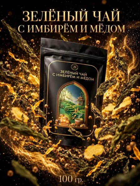 Зеленый чай с имбирем и мёдом, 100 г