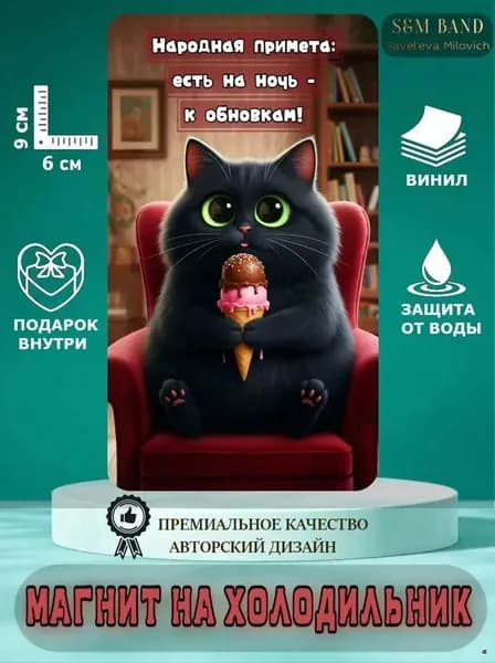 Магнит прикол на холодильник Кот