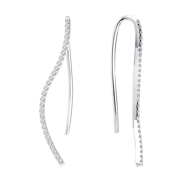 Серьги из белого золота DIAMANT-ONLINE с бриллиантом 585 пробы
