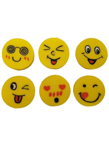 Ластик в форме смайлика, 4,5 см, 6шт