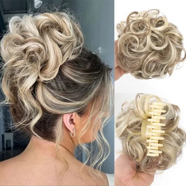 вьющиеся кусочки волос в стиле шиньон 15cm парик